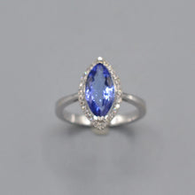 Load image into Gallery viewer, Diamond and Simulated Tanzanite Ring