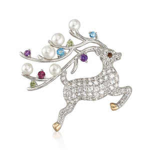 Gemstone Reindeer Pin and Pendant
