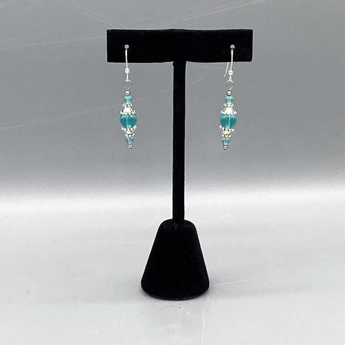 Glass and Pewter Bead Earrings