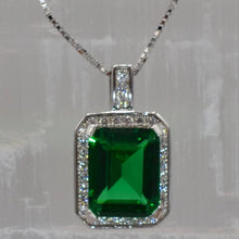 Load image into Gallery viewer, Simulated Emerald and Diamond Necklace