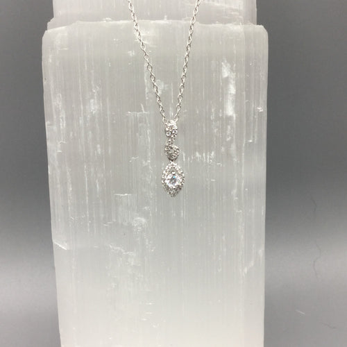 Sterling Silver Simulated Diamond Necklace
