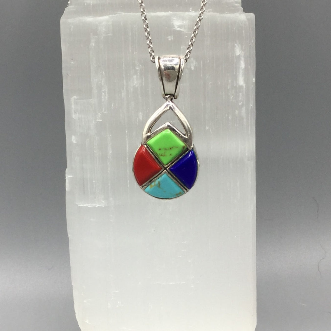 Sterling Silver Mixed Gemstone Necklace
